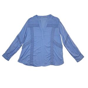 Soft Surroundings Trianon Crochet Lace Womens Large Periwinkle Blue Peasant Boho